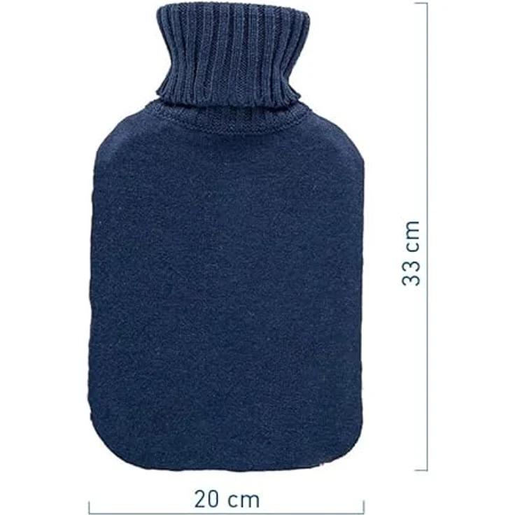 Axion Wärmflasche mit Bezug, dunkelblauer Strick mit Herzen, 33 x 20 cm, ca. 2 Ltr., 100% Naturgummi - Preisvergleich – Bild 3