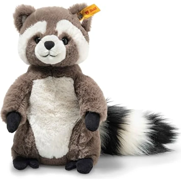 Steiff Pedro Waschbär 23cm, braun/weißes Kuscheltier aus kuschelweichem Plüsch, stabil mit Granulatgewicht, waschmaschinenfest – Bild 1