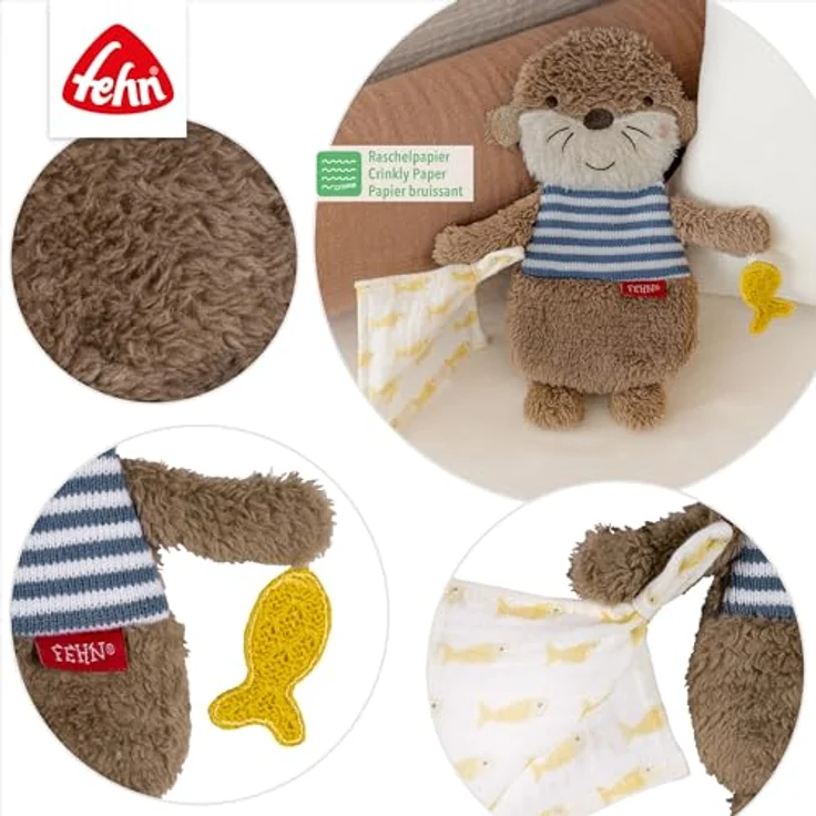 Fehn Greifspielzeug Otter Theo, Knister-Otter mit Raschelpapier für Babys ab 0 Monaten – Bild 5