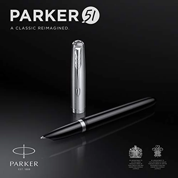 Parker Füller 51 C.C. F, Palladium, Schwarz, handmontiert, aus strapazierfähigem Edelharz – Bild 2