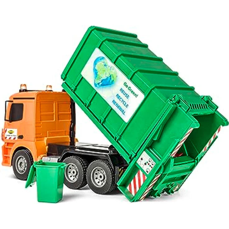 Carson 500907672 1:20 MB Arocs Müllwagen 100% RTR - 100% fahrfertig, Spielzeug LKW, Spielzeugauto, Ferngesteuerter Müllwagen, für Kinder ab 8 Jahren, Fahrzeit ca. 30 min, grün – Bild 2