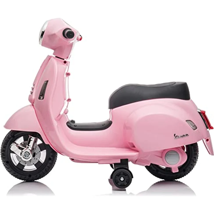 Sun Baby Vespa Elektroroller Elektrofahrzeug Kinderfahrzeug Scooter (Rosa) mit Front- und Heckleuchten, Hupe und langlebigen Plastikrädern – Bild 3