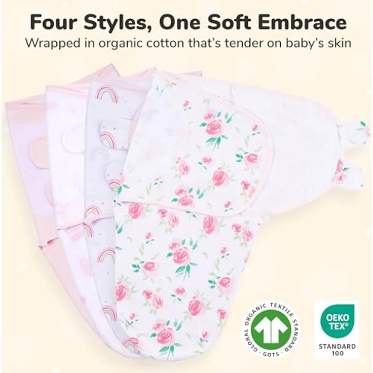 Mama Cheetah Wickeltasche, Bio-Wickeldecke und Pucksack für Neugeborene, rosa, für Jungen und Mädchen, 0-3 Monate – Bild 3
