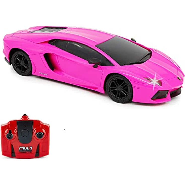 CMJ RC CARS Lamborghini Aventador LP700-4, ferngesteuertes Modellauto im Maßstab 1:24, rosa, mit funktionierenden Lichtern und 2.4GHz Frequenz – Bild 1