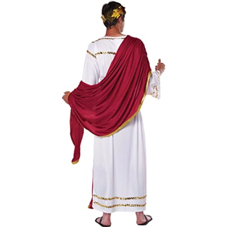 Metamorph Julius Cäsar Kostüm, XXL, elegante weiße Robe mit goldenen Borten, inkl. rotem Tuch und goldener Lorberkranz – Bild 2