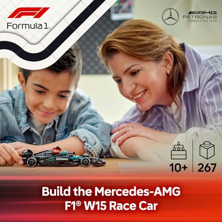 LEGO Speed Champions Mercedes-AMG F1 W15 Rennauto, Modellauto mit Fahrer Minifigur und breiten Hinterreifen, Spielzeug zum Sammeln und Spielen, 77244 – Bild 2