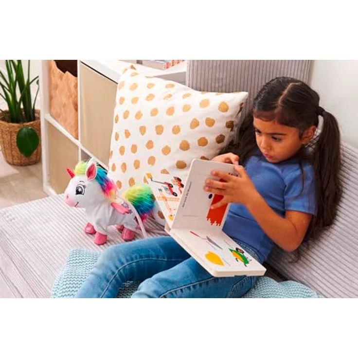 SIMBA TOYs PetZoo Regenbogen Einhorn, Funktionsplüsch mit beweglichem Kopf und Schweif, 24 cm, LED-Steuerung – Bild 5