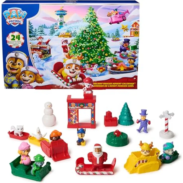 Spin Master PAW - Adventskalender 2025 mit 7 Fahrzeugen, 11 Figuren und Spielzubehör