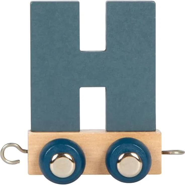 Small Foot Spielzeug-Zug Buchstabenzug H, blauer Holzbuchstabe mit Metallachsen, Made in Germany – Bild 1