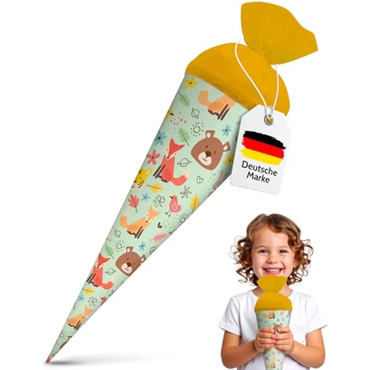 itenga Geschwisterschultüte 35cm Tiere Tiermuster Geschenkverpackung Schultüte Zuckertüte Filzverschluss Kinder Erwachsene (Waldtiere) – Bild 10