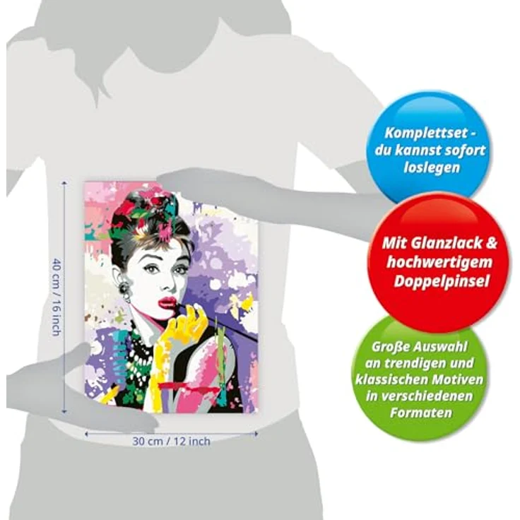 Ravensburger Malen nach Zahlen CreArt, Audrey Hepburn, für Erwachsene, Acrylfarben, Made in Europe – Bild 6
