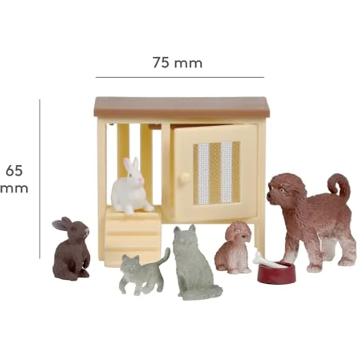 Lundby Haustiere für Puppenhaus - 9-teilig - Puppenhauszubehör - Hund - Katze - Kaninchen - Figure - Tier - Kätzchen - Welpen - Zubehör - ab 4 Jahre - Minipuppen 1:18 – Bild 4