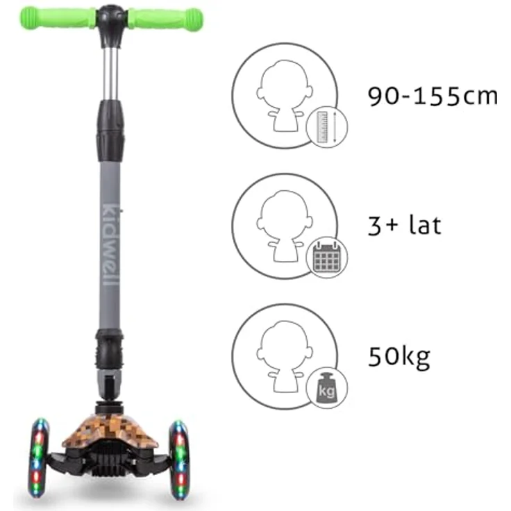 COIL Kinderroller VENTO, Dreiradscooter mit LED-Rädern und ABEC-7-Lager, Game – Bild 8