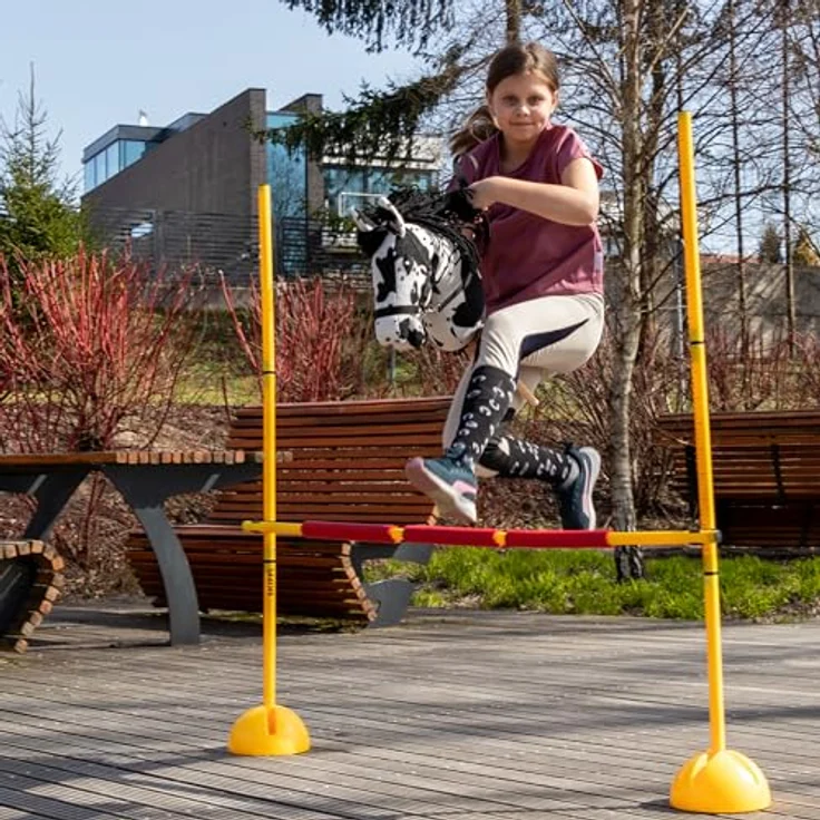 SKIPPI Hobby Horse Rappschecke A3, Steckenpferd mit Halfter und Zügeln, weißes Pferd mit schwarzen Flecken – Bild 3