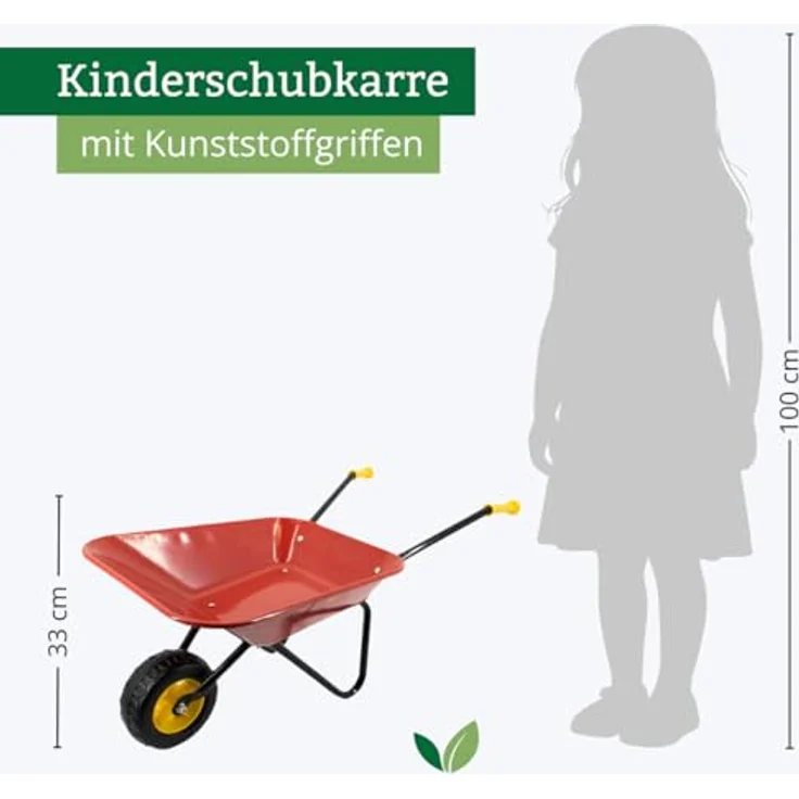 REKORD Kinderschubkarre (Metall) - Rot - Ergonomische Kunststoffgriffe, Traglast 20kg, für Kinder ab 3 Jahren – Bild 4