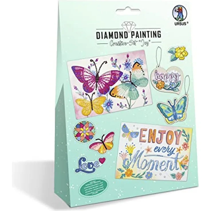 Ursus 43510006 - Diamond Painting Creative Set "Joy", Bastel-Set für Kinder zum kreativen Gestalten von Bildern, Anhängern und Stickern mit Diamanten