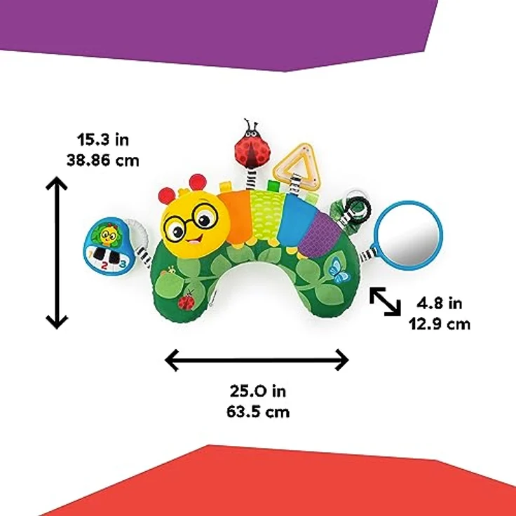Baby Einstein Cal-a-Pillow™ Tummy Time Aktivitätskissen, Kinderkissen mit 9 multisensorischen Elementen, geeignet für Babys von 0-12 Monaten, abwischbar, dreisprachig (Englisch, Spanisch, Französisch) – Bild 5