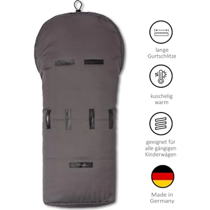 Hofbrucker Lammfell-Fußsack Eskimo für Babyschale, Kinderwagen und Buggy grau – Bild 4