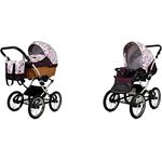 Babylux BabyLux ALU 2in1 Kinderwagen für Kleinkinder – Maroon Flowers Silver Frame, 59x105x125cm, Max. 15kg, verstellbare Kufe und Rückenlehne, Fünf-Punkt-Sicherheitsgurte, inkl. Zubehör