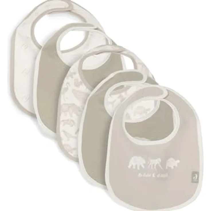 Jollein Lätzchen Baby - Animals - 5er Pack - Lätzchen Wasserdicht - Mit Klettverschluss - Babylatz - Sabberlätzchen Baby