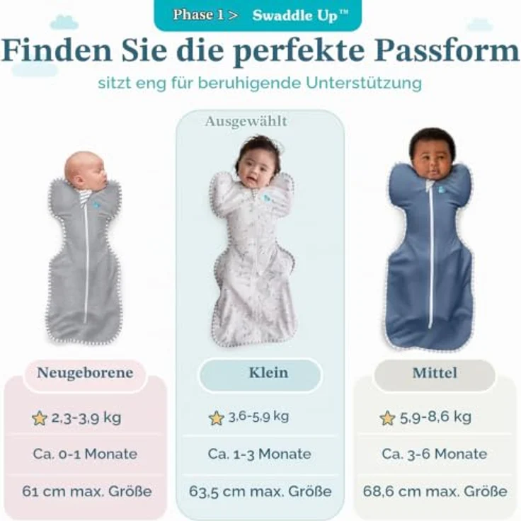 Love To Dream™ Swaddle UP™, Größe S (3,5–6 kg), Twinkle Powder Blue, 1,0 Tog für Frühling & Sommer, waschbare Baumwolle, Doppelreißverschluss – Bild 3
