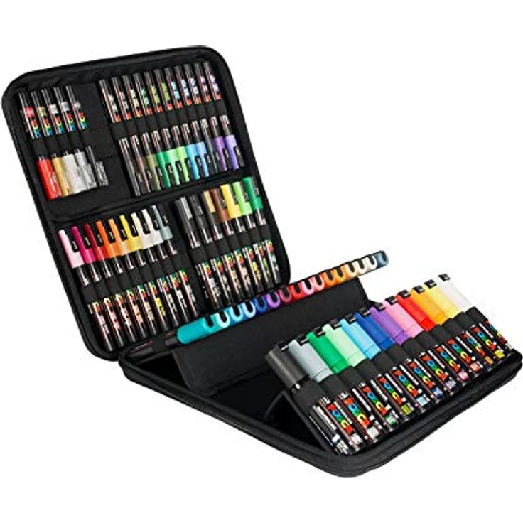 uni-ball 186808 - POSCA Marker Koffer mit 60 Acrylstifte, für viele Oberflächen geeignet, verschiedene Spitzen und Farben – Bild 2