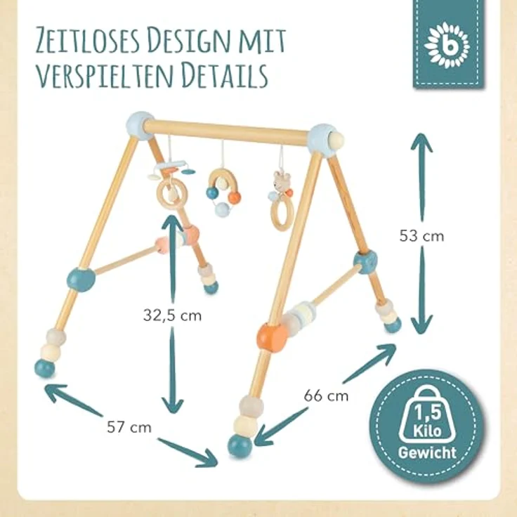 BIECO Baby Gym Bieco Spieltrapez höhenverstellbar Holzspielzeug Bär Design – Bild 6