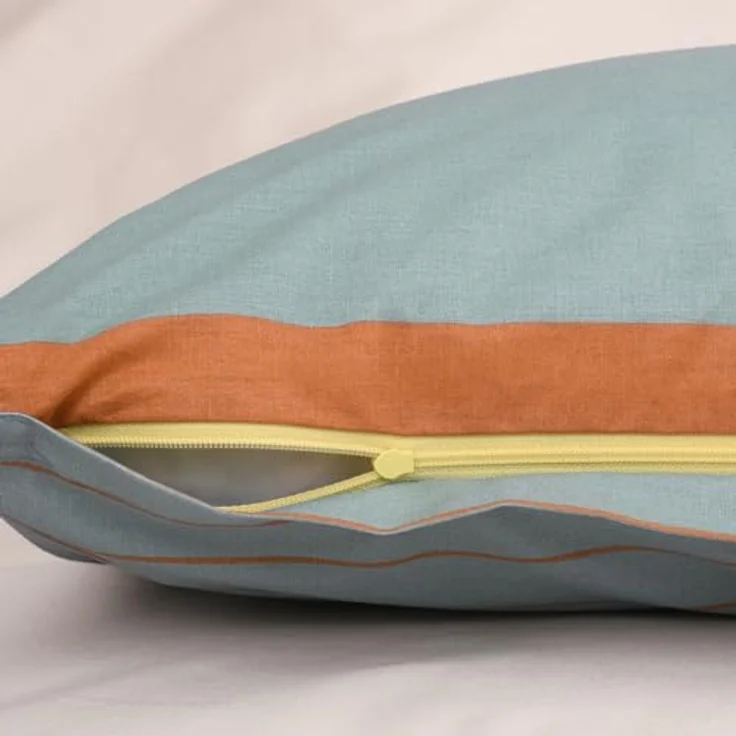 TOM TAILOR Renforcé-Bettwäsche, BOLD STRIPES Orange, Türkis (Warm Coral & Fresh Sage), 100% Baumwolle, Wendemotiv & farbiger Reißverschluss – Bild 4