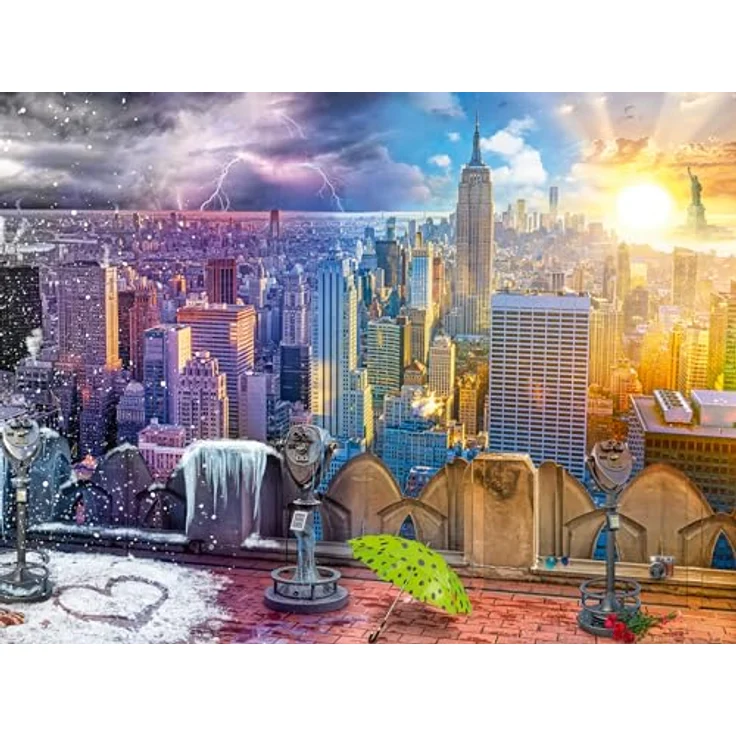 Ravensburger Puzzle 12000698 - New York im Winter und Sommer - 1500 Teile Puzzle für Erwachsene und Kinder ab 14 Jahren, Stadt-Puzzle New York, Qualitätsmerkmale: handgefertigte Stanzmesser, reflexfreies Puzzlebild, knickstabile Puzzleteile – Bild 1