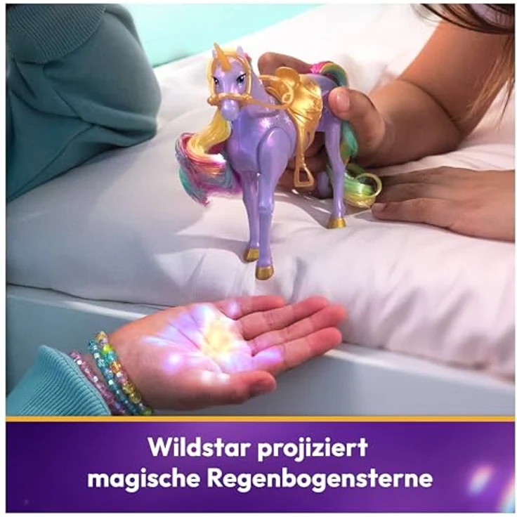 Spin Master Anziehpuppe Unicorn Academy - Small Doll & Unicorn - Sophia & Light Magic Wildstar, mit regenbogenfarbenem Sternenlicht-Projektor – Bild 5