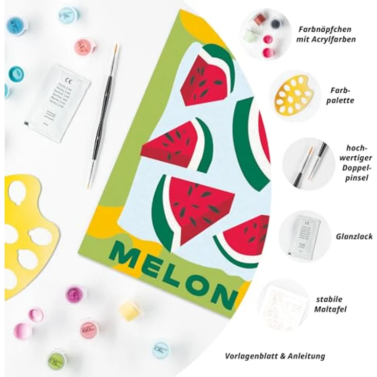 Ravensburger CreArt Malen nach Zahlen, Melonen-Motiv für Erwachsene, 24 Acrylfarben, made in Europe – Bild 5