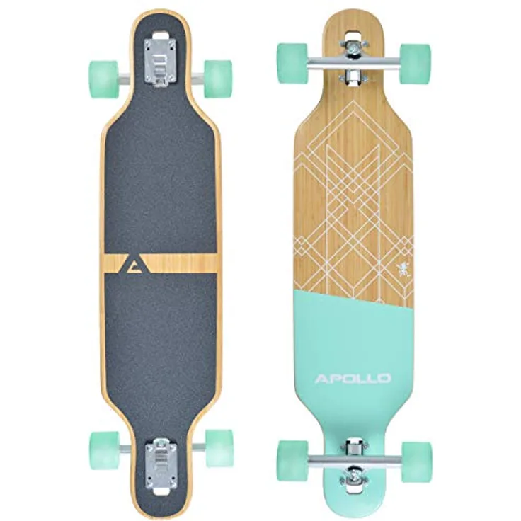 Apollo Longboard Savaii 36" Komplettboard mit High Speed ABEC Kugellagern, Drop Through Freeride Skaten Cruiser Board, Bambus - 36 Zoll Handliches Twin Tip Longboard
