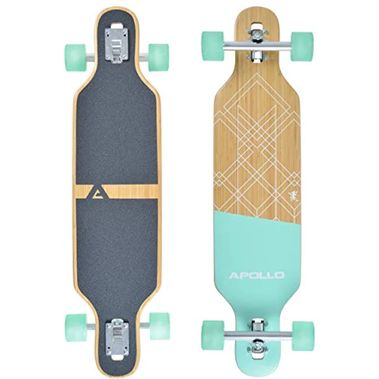 Apollo Longboard Savaii 36" Komplettboard mit High Speed ABEC Kugellagern, Drop Through Freeride Skaten Cruiser Board, Bambus - 36 Zoll Handliches Twin Tip Longboard – Bild 1