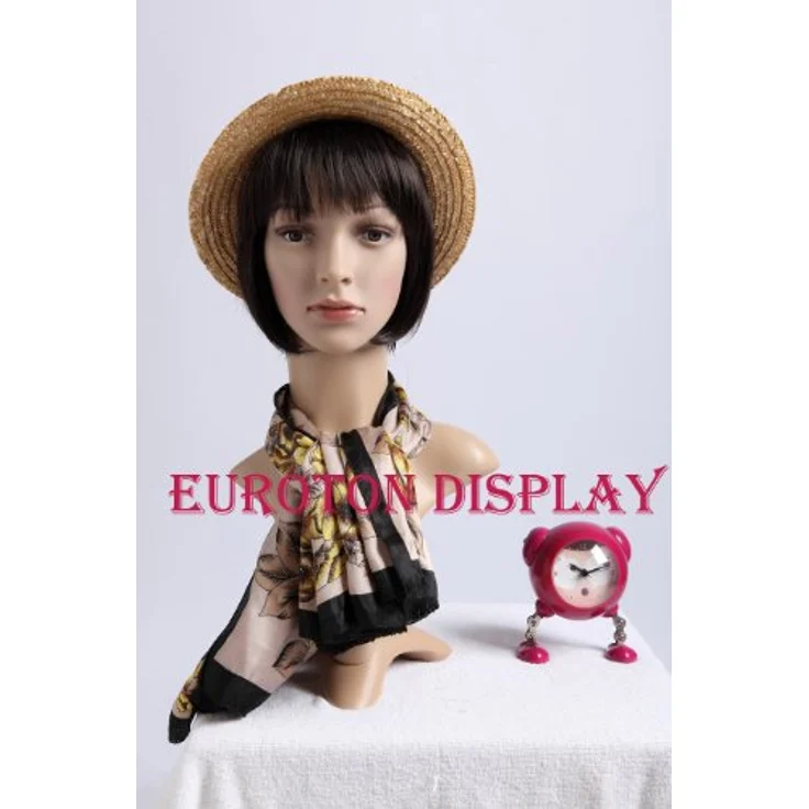 Euroton FD-2 Dekokopf Perückenkopf, 360 Grad drehbare Schaufensterpuppe mit brauner Augenfarbe und heller Hautfarbe, umweltfreundlicher Kunststoff – Bild 5
