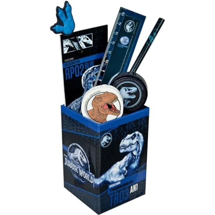 Jurassic World Federmäppchen Jurassic World Federtasche 7-teiliges Schreibset im Dinosaurier Design – Bild 1