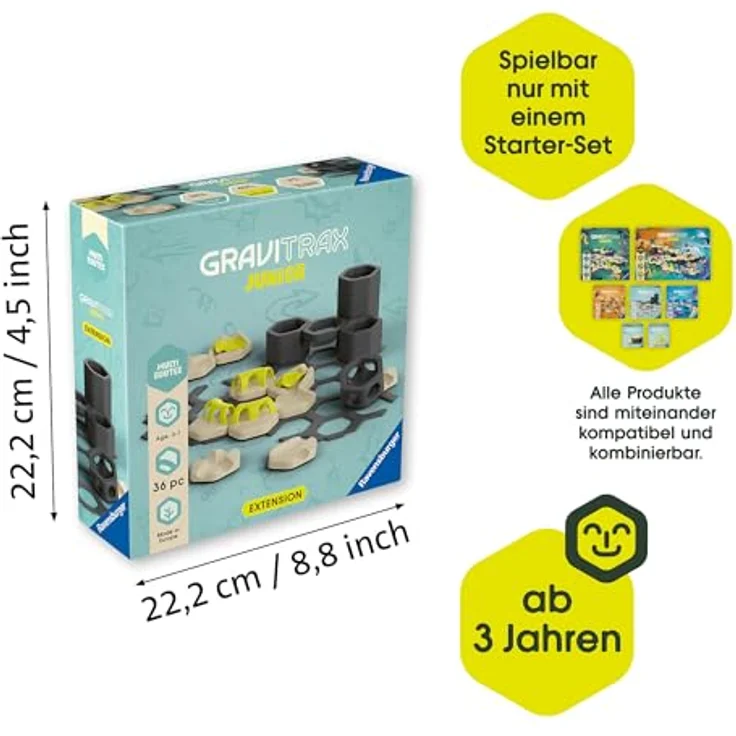 Ravensburger GraviTrax Junior Extension Multi Routes - Erweiterbare Kugelbahn für Kinder, Murmelbahn aus nachwachsenden Rohstoffen, Konstruktionsspielzeug ab 3 Jahren – Bild 3