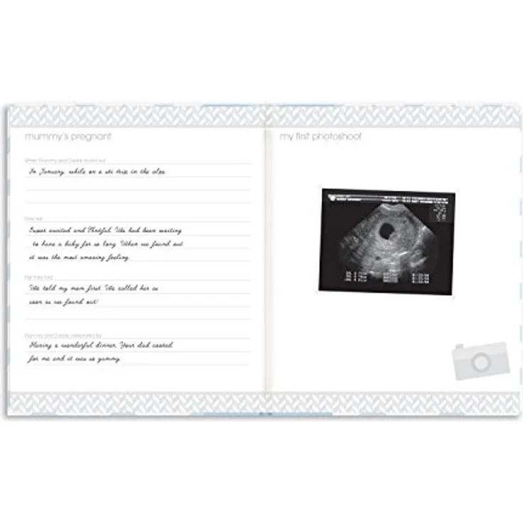 Pearhead P62201 Chevron Babybuch mit Clean Touch Stempelkissen, blau (Texte auf Englisch) – Bild 5