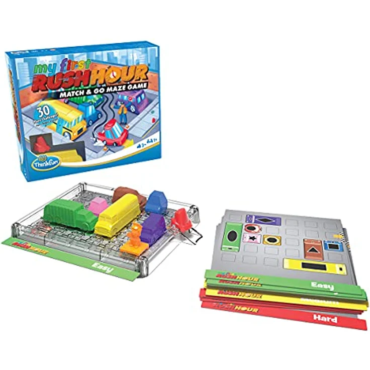 ThinkFun My First Rush Hour, Brettspiel für Kinder ab 3 Jahren mit 15 Herausforderungskarten und Lösungen, fördert logisches Denken und Farbidentifikation – Bild 3