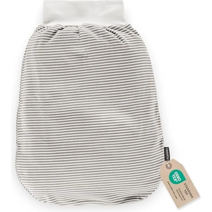 LaLoona Baby Strampelsack, leichter Schlafsack ohne Oberteil, Oeko-TEX® Standard 100, TOG 0,5, Streifen Weiß Beige – Bild 1