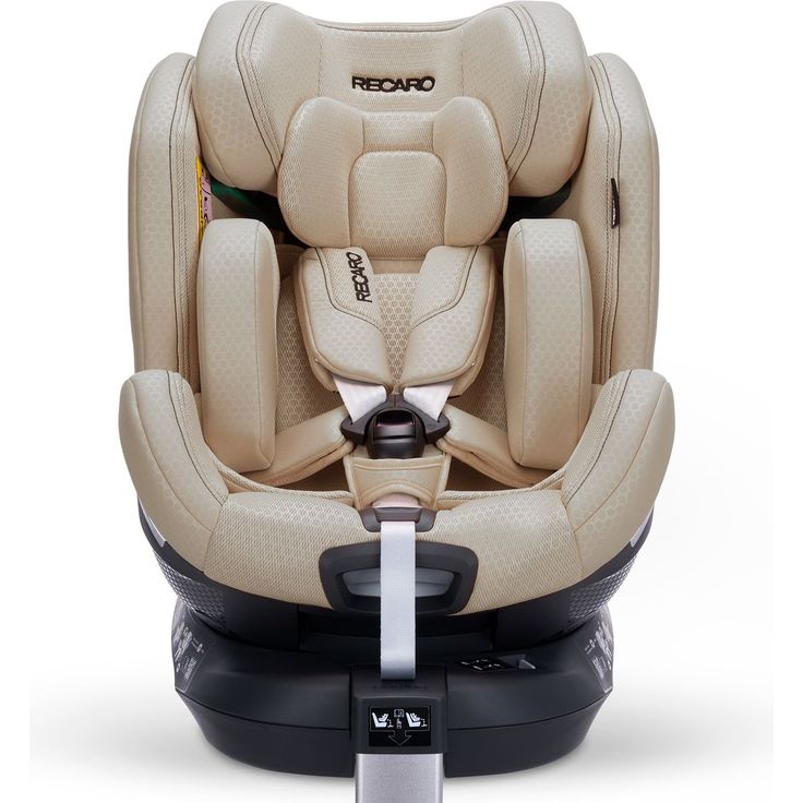 Recaro Reboarder-Kindersitz Xenon 1 Kid, drehbar mit Isofix-Basis, Sitzverkleinerer, i-Size-zertifiziert, Elegant Beige, für Kinder 3 Monate bis 7 Jahre (61-125 cm)