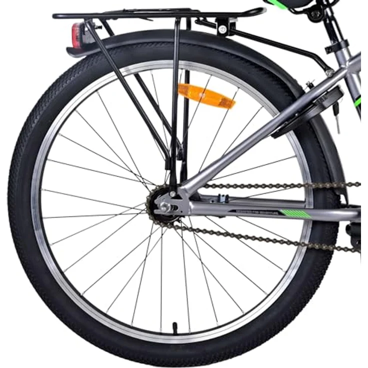 Volare Cross 24", Kinderfahrrad mit Handbremse, Rücktrittbremse, Gepäckträger und LED-Lichtern, dunkelgrau – Bild 3