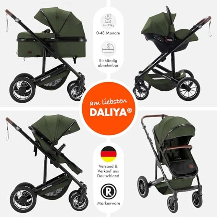 Daliya FLEXI-PRO M 3in1 Kinderwagen & Buggy mit i-Size Babyschale, Memory-Knöpfen, leicht und großem Einkaufskorb – Bild 2