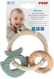Reer BiteDuo - Silikon-Holz-Beißring für Babys