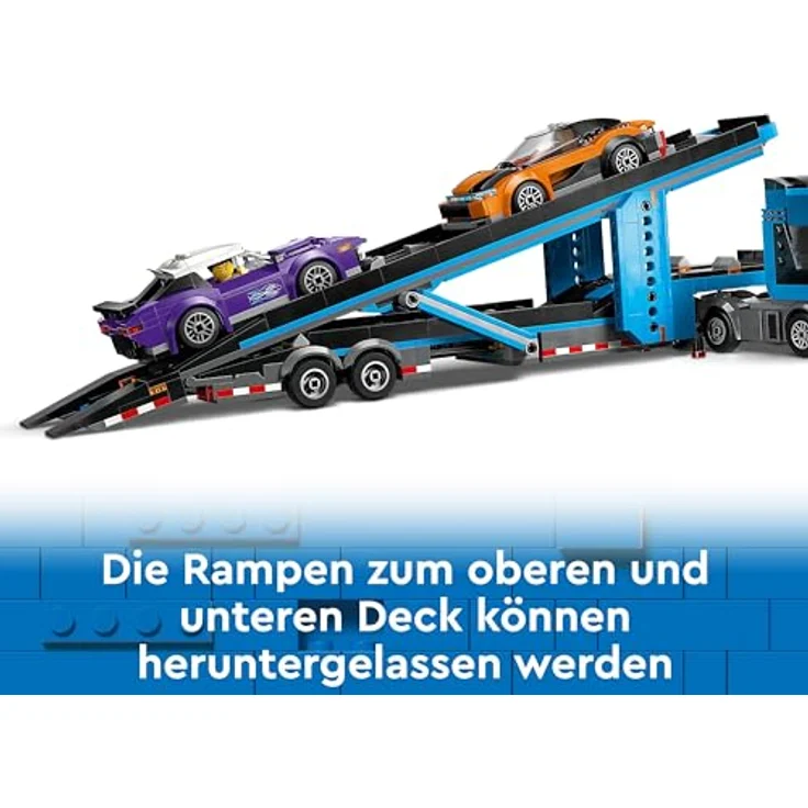 LEGO City Autotransporter mit Sportwagen, Set mit 4 Spielzeugautos für Jungen und Mädchen ab 7 Jahren, Weihnachts- oder Geburtstagsgeschenk, 4 Minifiguren für Rollenspiele 60408 – Bild 3