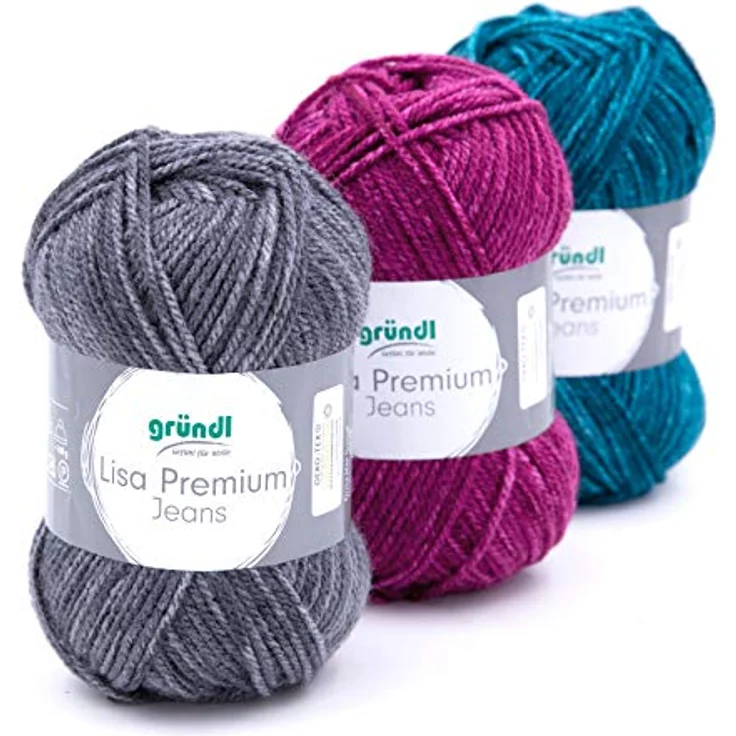 Gründl 4747-06 Lisa Premium Jeans Garn, Acrylic, Jeansblau Meliert, 3,5-4,5 mm, 5 Kilogramm – Bild 4