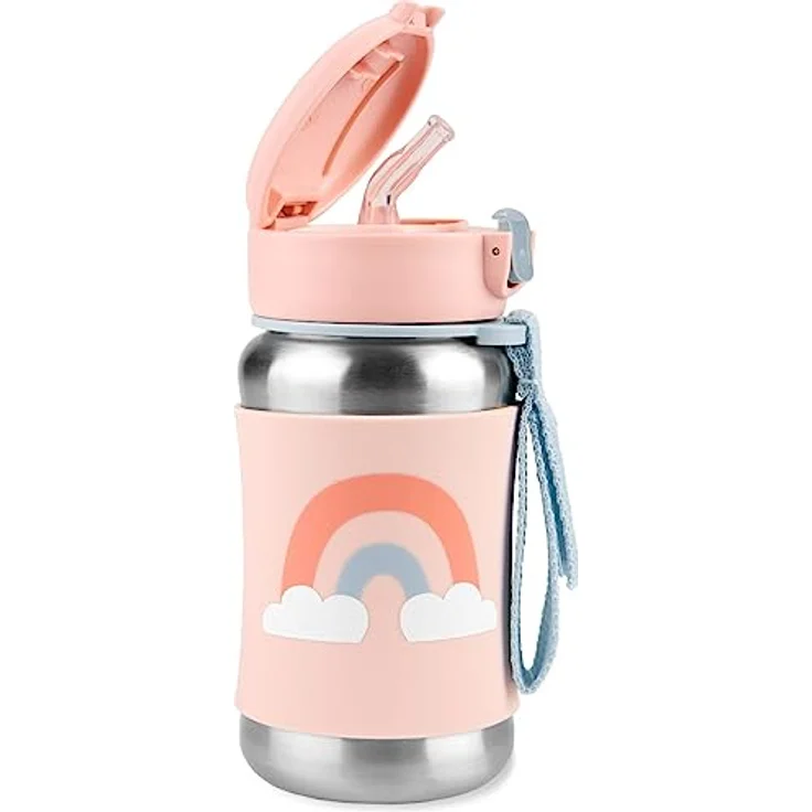 Skip Hop Spark Style Rainbow Edelstahl Wasserflasche mit Strohhalm für Kinder, 12 m+, praktische Größe, ideal für unterwegs – Bild 2
