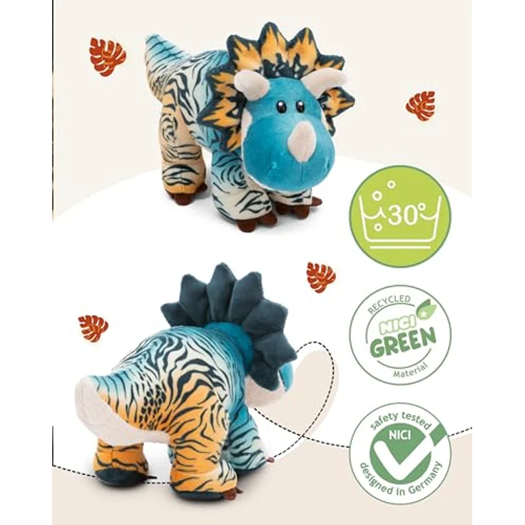 NICI Kuscheltier Dino Cerastupsy 20cm - Flauschiges Dino Stofftier aus recycelten Materialien, All-Over Druck Körper - 49466 – Bild 3