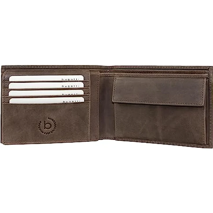 Bugatti Volo Geldbeutel Männer Leder - Geldbörse Herren Braun - Portmonaise Portemonnaie Portmonee Brieftasche Wallet Ledergeldbeutel – Bild 2