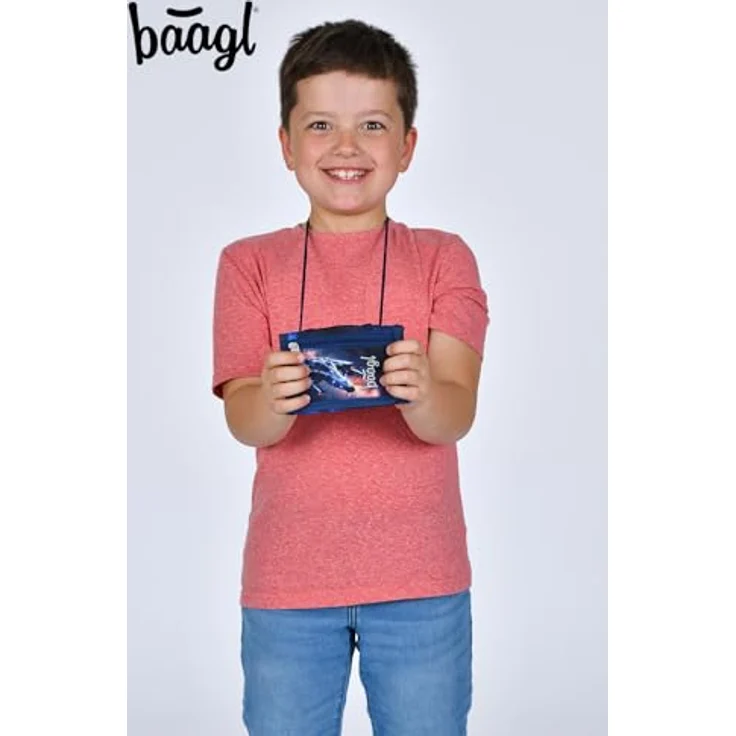 Baagl Brustbeutel Kinder Geldbörse Mini - Space Ship, strapazierfähiges Polyester, mit Kordel und Münzfach, 14,5 x 8,5 cm – Bild 5