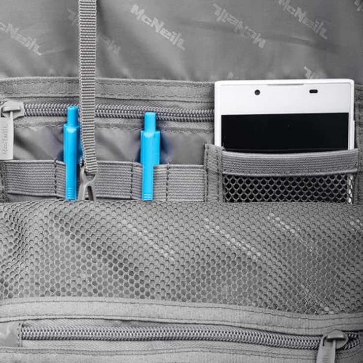 McNeill Schulrucksack MILO, grau, gepolsterte Rückriemen, Becken- und Brustgurt, Hauptfach mit Organizer, Air-Flow Rückensystem – Bild 5